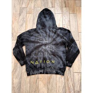 Dyenomite women's small "EMAGINE NATION" black/gray tie-dye hoodie sweatshirt